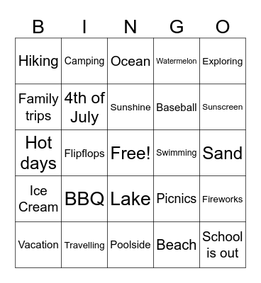 SUMMER BINGO Card