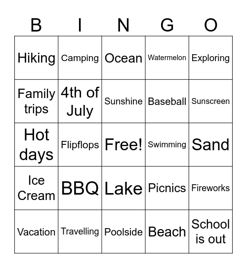 SUMMER BINGO Card