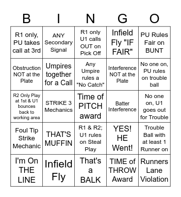 WWUA Baseball Bingo 2025 Bingo Card