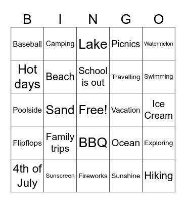 SUMMER BINGO Card