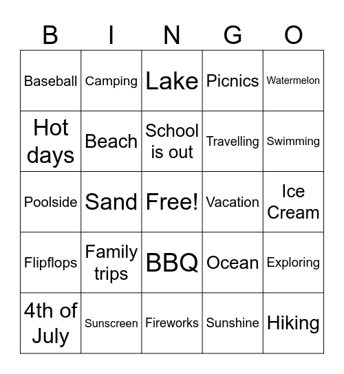 SUMMER BINGO Card