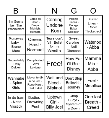 Muziek bingo Card