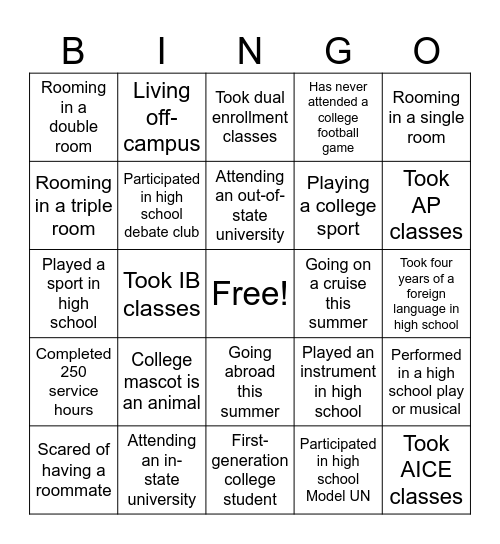 Untitled Bingo Card