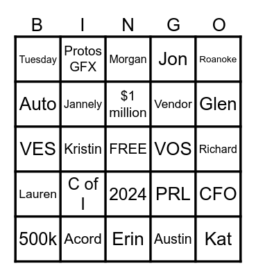 Compliance Bingo Card