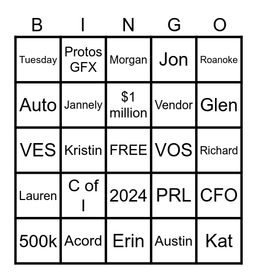 Compliance Bingo Card