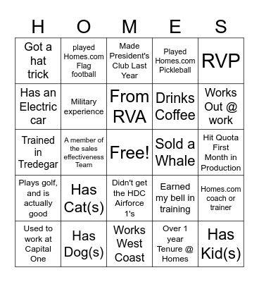 Homes Happy Hour Bingo! Bingo Card