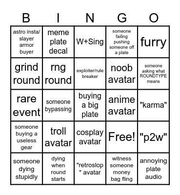 POF: RE Bingo Card Bingo Card