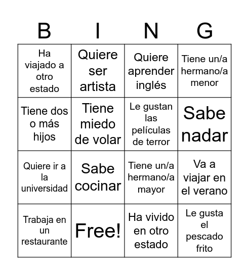 Welcome! Bingo Card