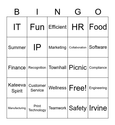 Kateeva Bingo Card