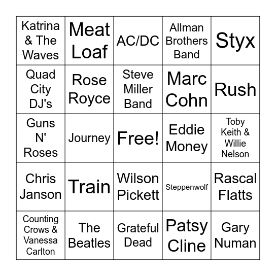 Transportation Bingo Card