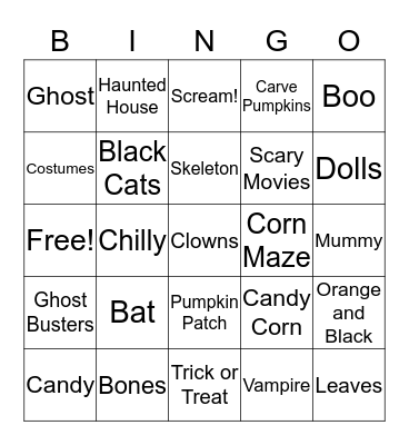 Halloween Bingo Card