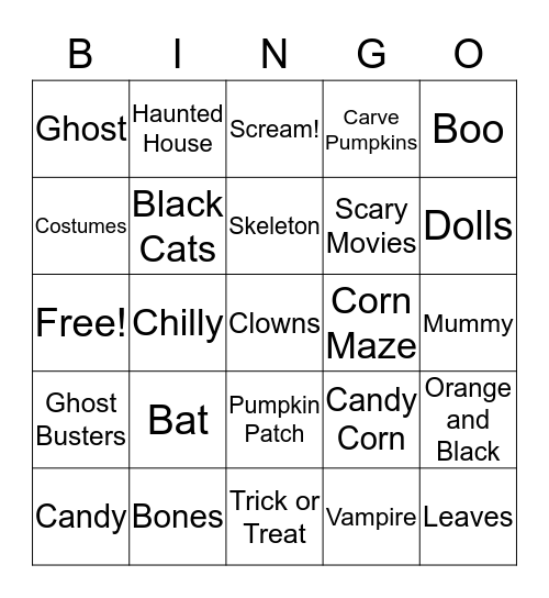 Halloween Bingo Card