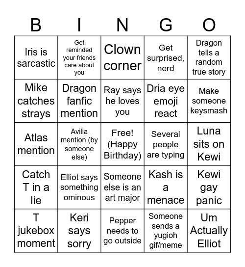 J’s Special Birthday Bingo Card Bingo Card