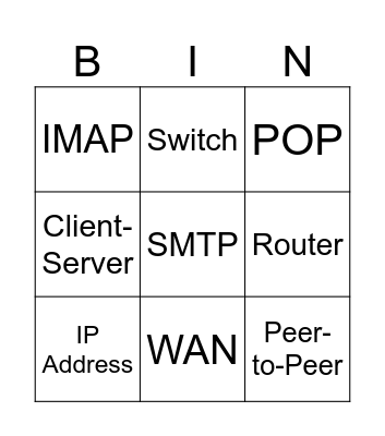 Definition Bingo Card