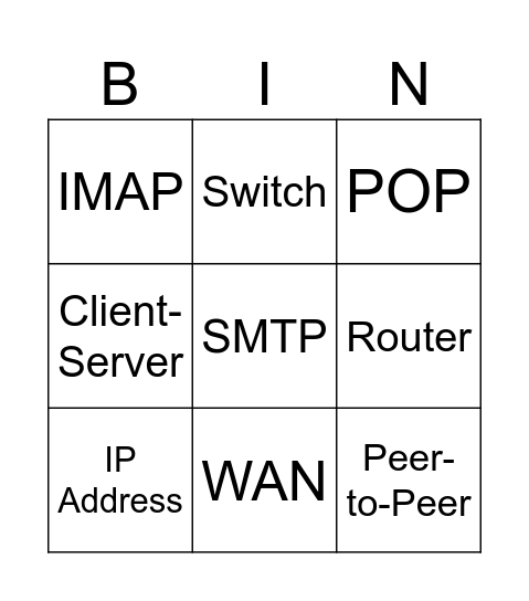 Definition Bingo Card