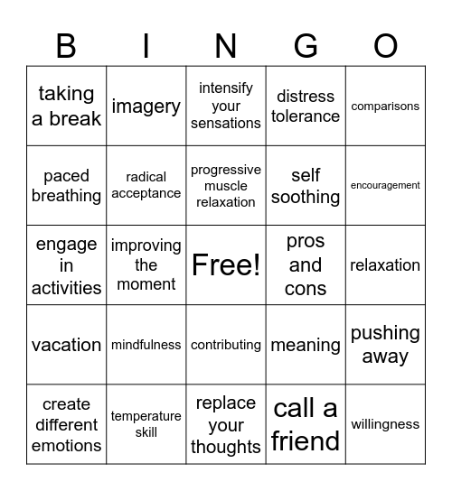 DBT BINGO Card