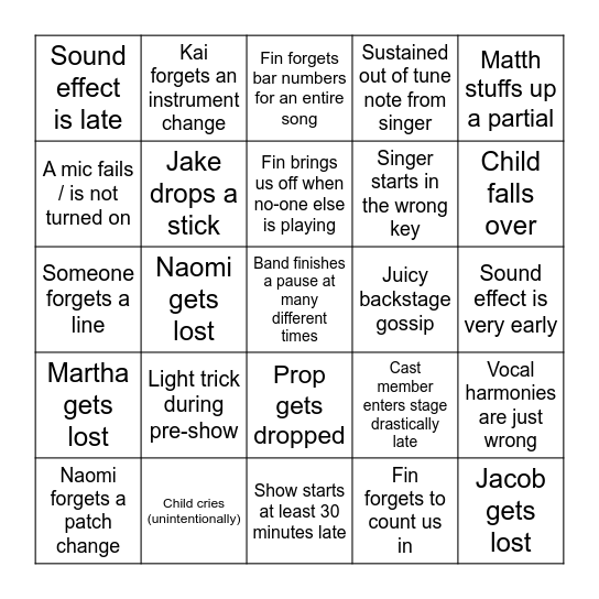 Annie Bingo Card