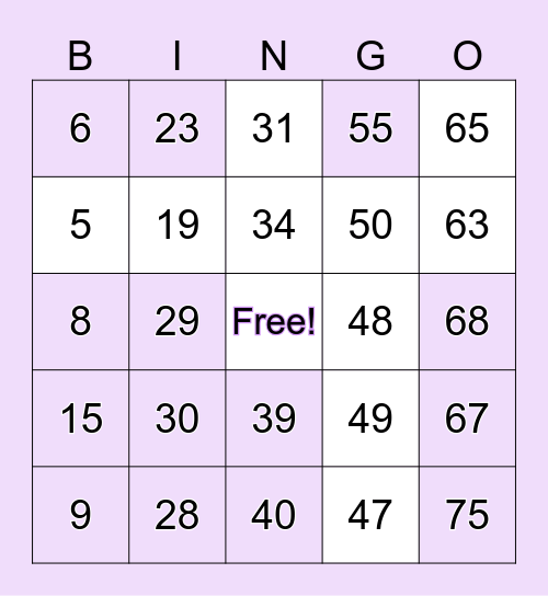 Baby Shower Bingo! Bingo Card