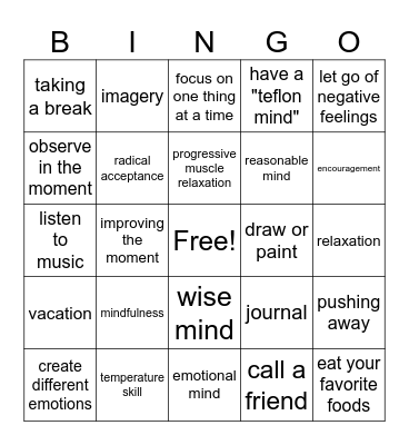 DBT BINGO Card