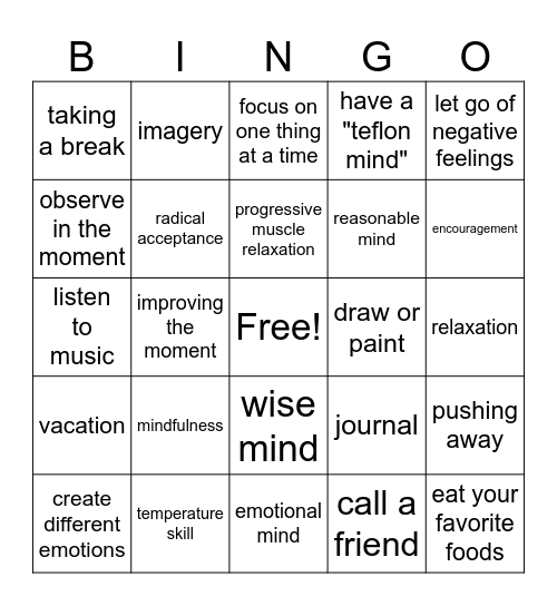 DBT BINGO Card