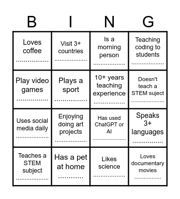 ICE BREAKING Bingo Card
