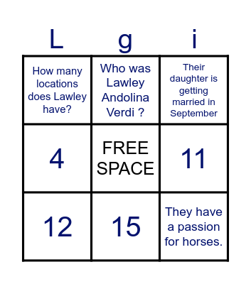 LAWLEY INTERN BINGO Card