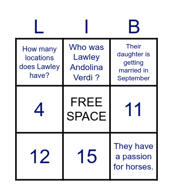 LAWLEY INTERN BINGO Card