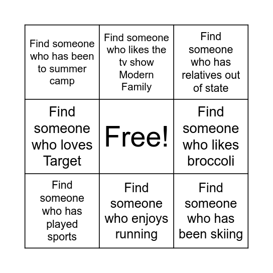 Bedford Falls Human Bingo Card