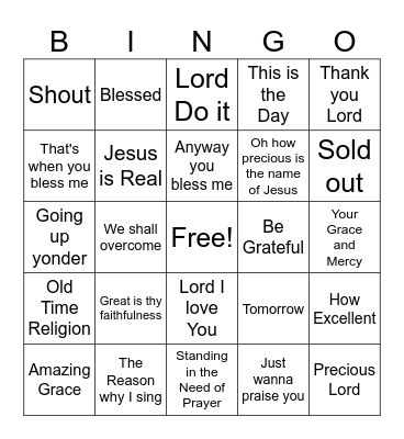 Gospel Bingo Card