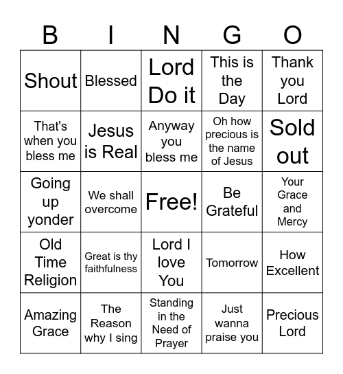 Gospel Bingo Card