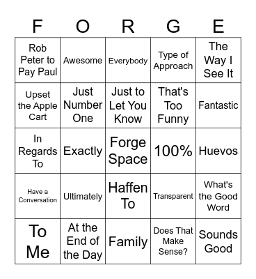 Forgeries Bingo Card