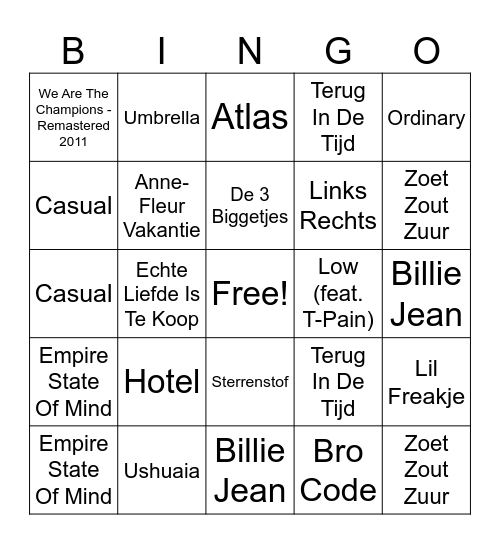 Tropical 2025 Bingo Card
