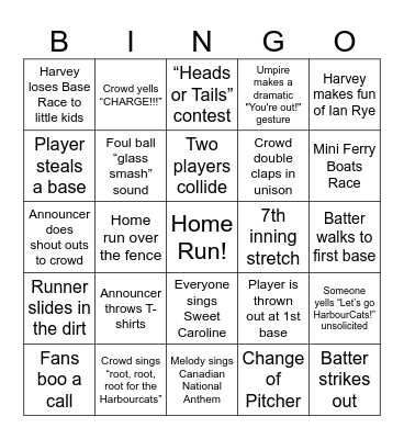 Baseball Bingo Card