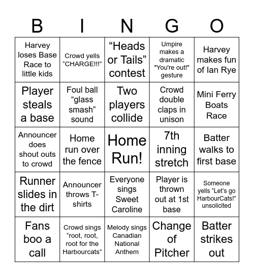 Baseball Bingo Card