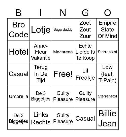 Tropical 2025 Bingo Card