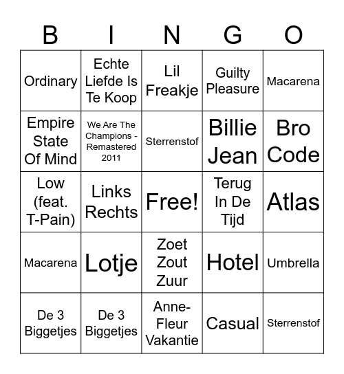 Tropical 2025 Bingo Card