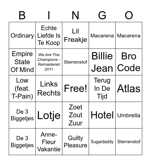 Tropical 2025 Bingo Card
