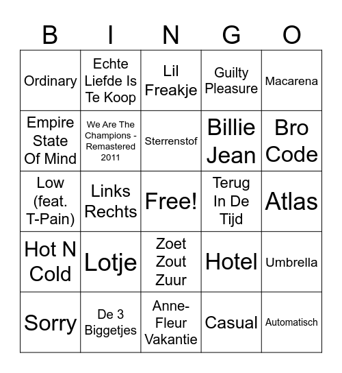 Tropical 2025 Bingo Card