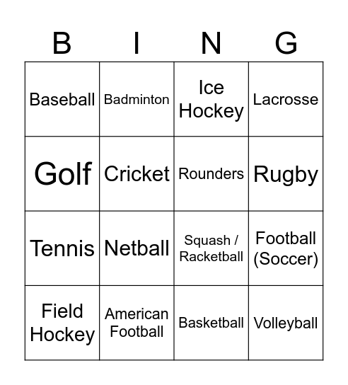 Sportsball Bingus Bingo Card