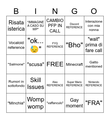 NOVA Bingo Card
