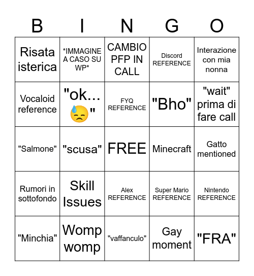 NOVA Bingo Card