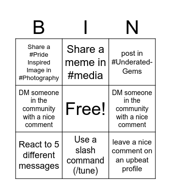 Upbeat Community Bingo Card