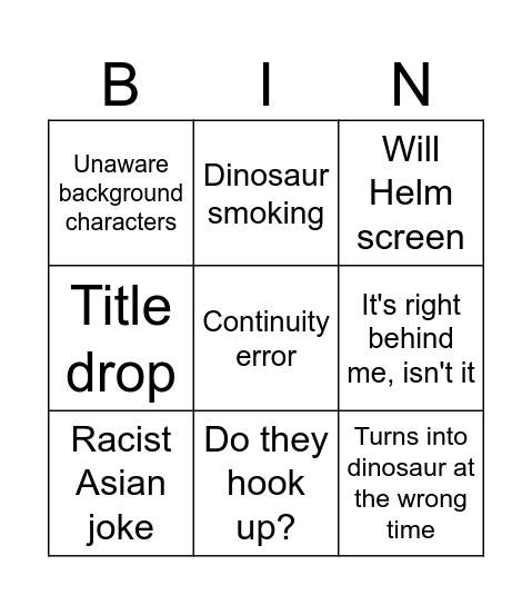Velocipastor Bingo Card