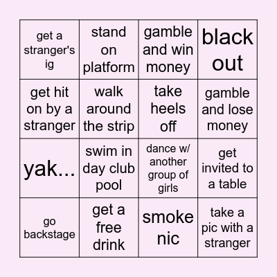 girls vegas trip '25 Bingo Card