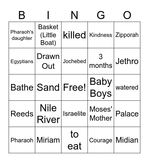 Moses Bingo Card