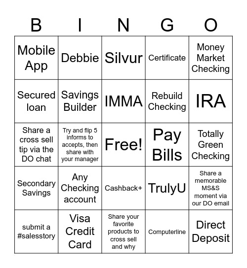 DO MS&S Deposit Product Bingo Card