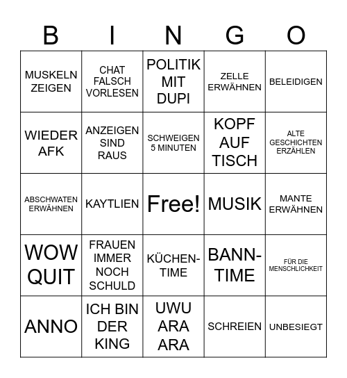 BEATE K BINGO Card