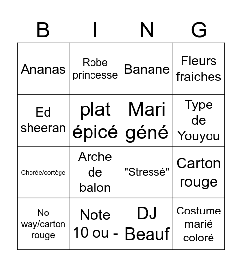Emma Bingo Card