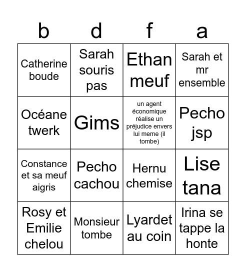 bal de fin d'année Bingo Card