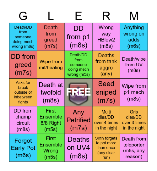 WidePeepoApology Clean Reclears Bingo Card